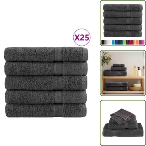The Living Store Asciugamani Premium SOLUND 50 pz Antracite 100x200 cm 600 g/m² - Asciugamani in cotone