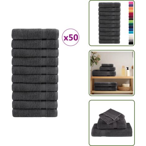 The Living Store Asciugamani Premium SOLUND 50 pz Antracite 50x100 cm 600 g/m² - Asciugamani cotone