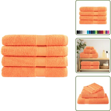The Living Store Asciugamani Sauna SOLUND 4 pz Arancione 80x200 cm 600 g/m² - Asciugamani in cotone