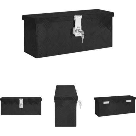 The Living Store Aufbewahrungsbox Schwarz 50x15x20,5 cm Aluminium - Werkzeugkästen