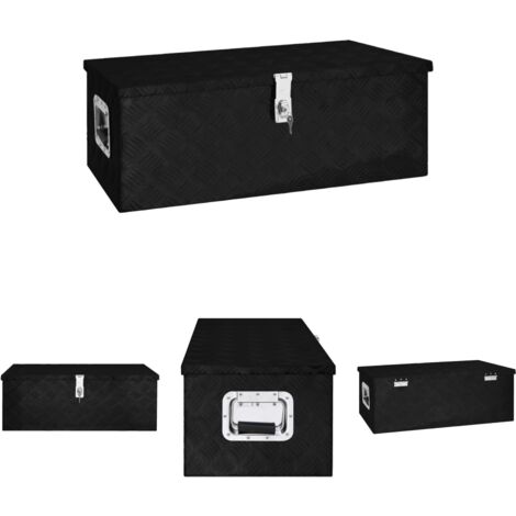 The Living Store Aufbewahrungsbox Schwarz 80x39x30 cm Aluminium - Werkzeugkästen