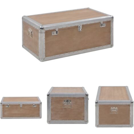 The Living Store Aufbewahrungsbox Tannenholz Massiv 91x52x40 cm Braun -  Aufbewahrungstruhen