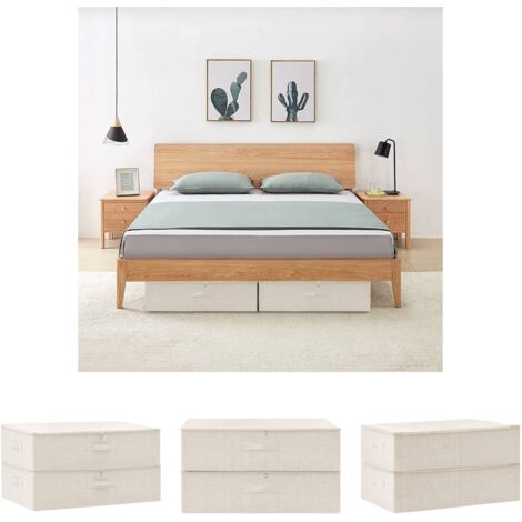 The Living Store Aufbewahrungsboxen 2 Stk. Stoff 70x40x18 cm Creme - Ordnungshelfer
