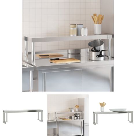 The Living Store Aufsatzboard für Küchentisch 110x30x35 cm Edelstahl - Gastronomie