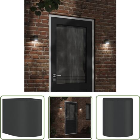 The Living Store Außenwandleuchte Schwarz Aluminiumdruckguss - Outdoor Wandleuchte - Gartenleuchte - LED Wandleuchte - Edelstahl Wandleuchte - Alu Wandleuchte