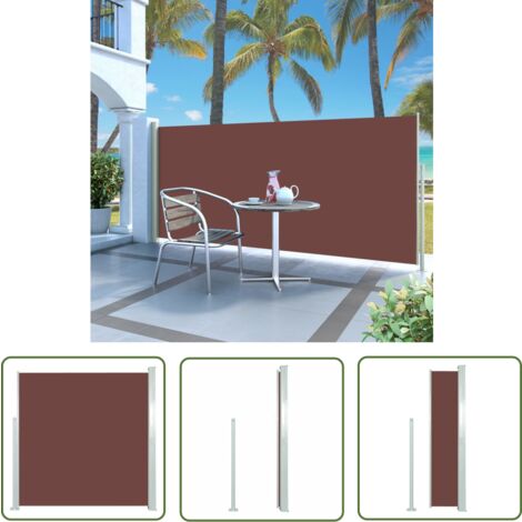 The Living Store Ausziehbare Seitenmarkise 140x300 cm Braun - Sonnenschutz - Gartensorgen - Markise - Terrassenüberdachung - Balkonschutz
