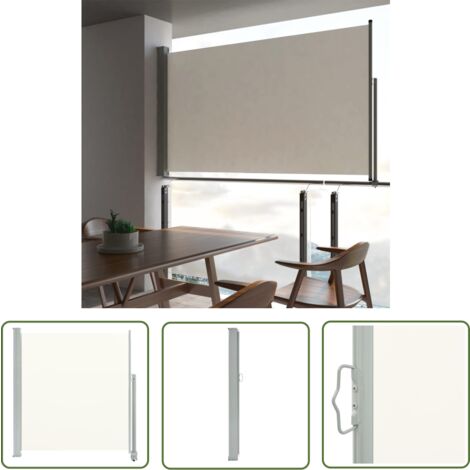 The Living Store Ausziehbare Seitenmarkise 140x300 cm Creme - Balkonmarkise - Sonnenschutz Balkon - Terrassenüberdachung - Seitenmarkise - Markise Ausziehbar