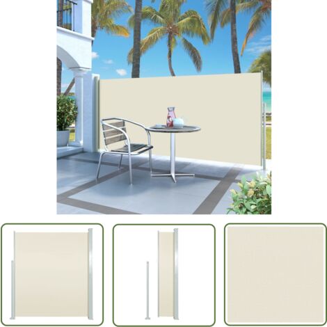 The Living Store Ausziehbare Seitenmarkise 140x300 cm Creme - Sonnenmarkise - Gartensonnenmarkise - Seitenmarkise - Balkonschutz - Privatsphäre Im Garten