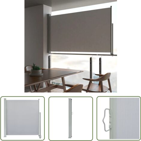 The Living Store Ausziehbare Seitenmarkise 140x300 cm Grau - Balkonmarkise - Seitenmarkise - Sonnenschutz - Terrassenüberdachung - Markise Grau