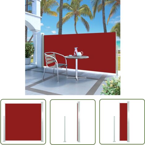 The Living Store Ausziehbare Seitenmarkise 140x300 cm Rot - Sonnenmarkise - Gartensonnenmarkise - Seitenmarkise - Balkonsonnetuch - Ausziehbarer Sonnenschutz