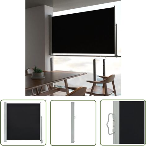 The Living Store Ausziehbare Seitenmarkise 140x300 cm Schwarz - Balkonmarkise - Markise Für Den Balkon - Seitenmarkise - Sonnenschutz Balkon - Terrassenüberdachung