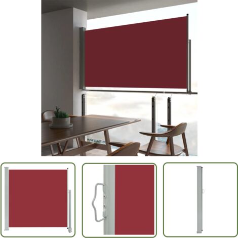 The Living Store Ausziehbare Seitenmarkise 160x300 cm Rot - Balkonmarkise - Sonnenschutz Balkon - Seitenmarkise - Gartensonnenblende - Terrassenüberdachung