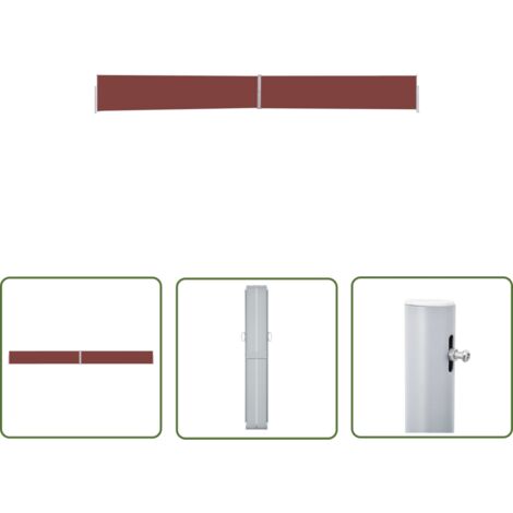 The Living Store Ausziehbare Seitenmarkise 170x1200 cm Braun - Terrassenüberdachung - Sonnenschutz Für Terrasse - Gartensonnenblende - Seitenmarkise - Markise