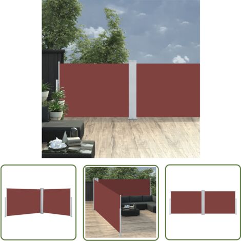 The Living Store Ausziehbare Seitenmarkise Braun 120 x 1000 cm - Sonnenschutz - Gartensonnenblende - Markise - Terrassenüberdachung - Sichtschutz