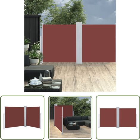 The Living Store Ausziehbare Seitenmarkise Braun 120 x 600 cm - Sonnenschutz - Gartensonnenblende - Markise - Terrassenüberdachung - Sichtschutz