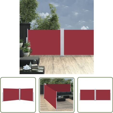 The Living Store Ausziehbare Seitenmarkise Rot 120 x 1000 cm - Gartensichtschutz - Markise - Sonnenblende - Terrassenüberdachung - Gartendekoration