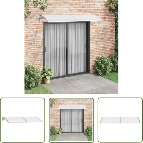 The Living Store Auvent de porte Gris et transparent 240x75 cm PC - Auvent De Porte - Abri De Porte - Protection Solaire - Store Extérieur - Ombrage