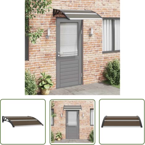 The Living Store Auvent de porte Noir 120x100 cm PC - Auvent De Porte - Abri Porte - Protection Solaire - Store Extérieur - Ombrage Terrasse