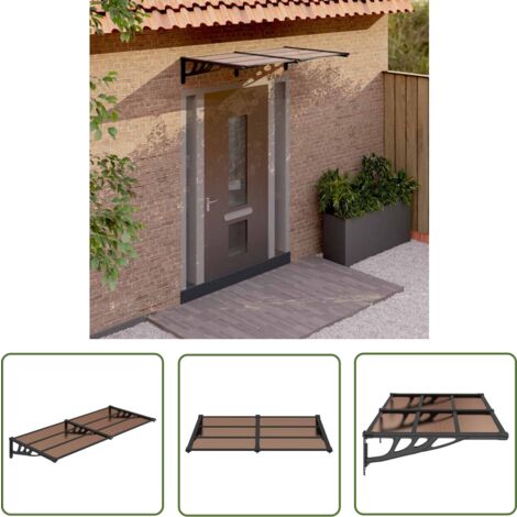 The Living Store Auvent de porte Noir 152,5x90 cm Polycarbonate - Auvent De Porte - Abri Porte - Protection Pluie - Store Extérieur - Porch Canopy