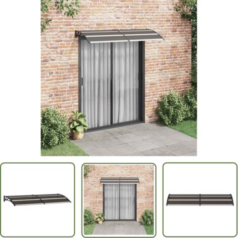 The Living Store Auvent de porte Noir 200x75 cm PC - Auvent De Porte - Abri De Porte - Protection Solaire - Store Extérieur - Ombrage Terrasse