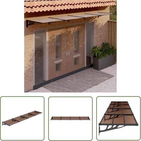The Living Store Auvent de porte Noir 396x90 cm Polycarbonate - Auvent De Porte - Abri Porte - Protection Pluie - Store Extérieur - Couverture Porte