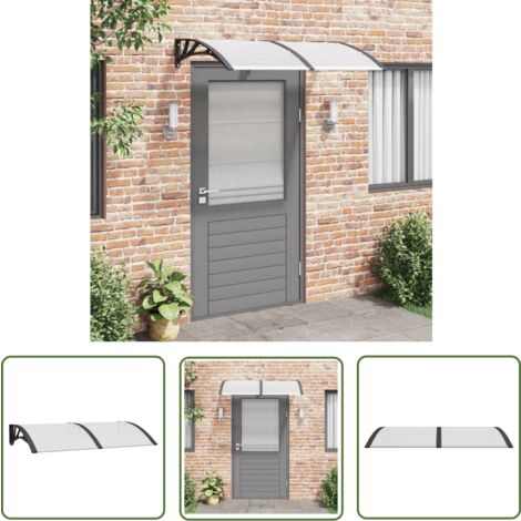 The Living Store Auvent de porte Noir et transparent 150x75 cm Polycarbonate - Auvent De Porte - Abri Porte - Protection Contre La Pluie - Store Extérieur - Protection Solaire