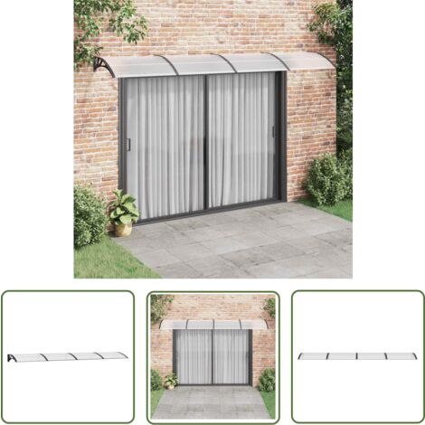 The Living Store Auvent de porte Noir et transparent 400x75 cm Polycarbonate - Auvent De Porte - Abri Porte - Protection Contre La Pluie - Store Extérieur - Porch Canopy