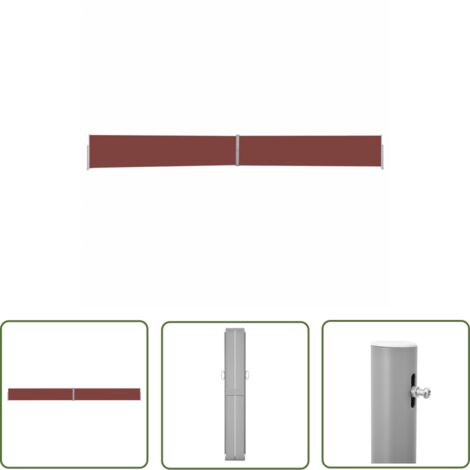 The Living Store Auvent latéral rétractable de patio 140x1200 cm Marron - Parasol - Auvent De Jardin - Écran De Jardin - Protection Solaire - Abri Jardin