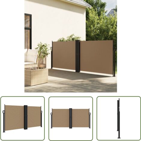 The Living Store Auvent latéral rétractable taupe 120x1200 cm - Parasol - Écran D'intimité - Brise Vue - Voile D'ombrage - Auvent Lateral