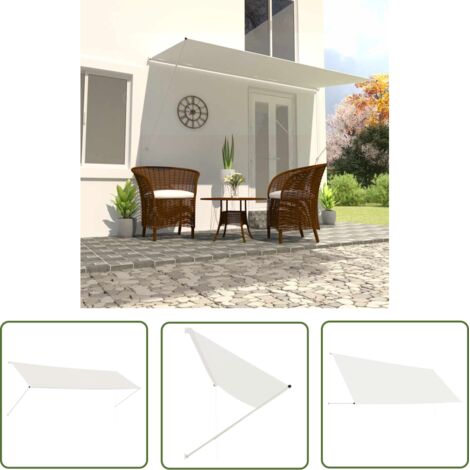 The Living Store Auvent rétractable 400x150 cm Crème - Auvent Retractable - Store Exterieur - Protection Solaire - Abri Jardin - Pergola Pliable