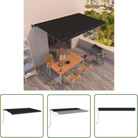 The Living Store Auvent rétractable automatique 500x350 cm Anthracite - Auvent Retractable - Parasol Exterieur - Abri Solaire - Store Banne - Protection Uv