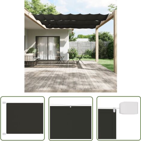 The Living Store Auvent vertical Anthracite 140x420 cm Tissu oxford - Parasol - Écrans De Balcon - Voile D'ombrage - Intimité Balcon - Protection Solaire