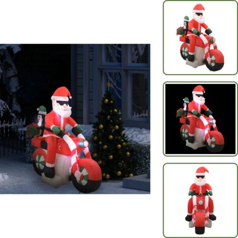 The Living Store Babbo Natale Gonfiabile sulla Moto LED IP44 160 cm - Decorazione natalizia