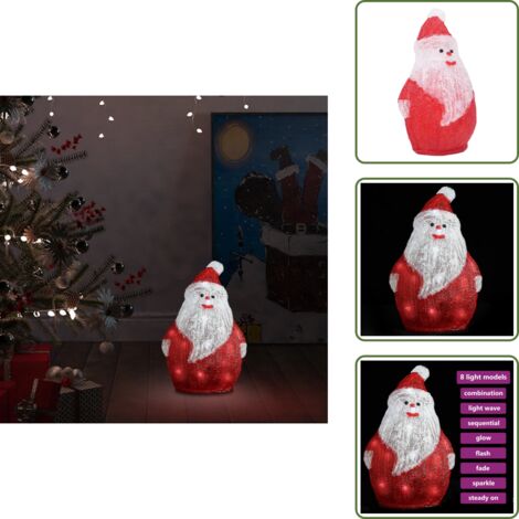 The Living Store Babbo Natale LED in Acrilico per Interno ed Esterno 28 cm - Decorazione natalizia