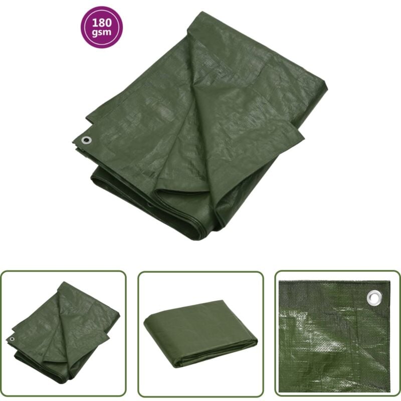 Bâche 180 g/m² 4x5 m Vert pehd - Couverture De Jardin - Bâche Imperméable - Bâche Verte - Bâche Plastique - Bâche De Protection - The Living Store