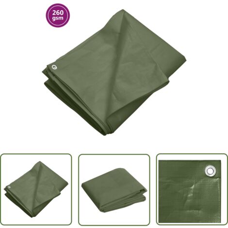 The Living Store Bâche 260 g/m² 3x4 m Vert PEHD - Bâche Verte - Bâche Imperméable - Bâche De Protection - Bâche Jardin - Bâche Multifonction