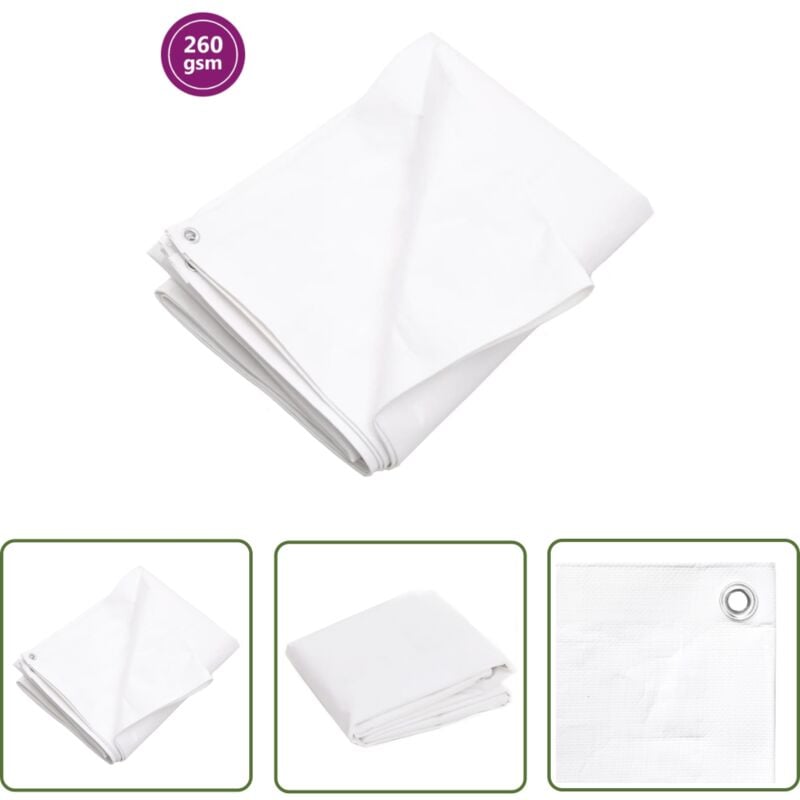 Bâche 260 g/m² 3x3 m Blanc pehd - Bâche Imperméable - Bâche De Protection - Bâche Plastique - Bâche Jardin - Bâche Multifonction - The Living Store