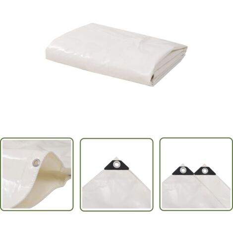 The Living Store Bâche 650 g / m² 1,5 x 10 m Blanc - Couverture Imperméable - Bâche Protectrice - Bâche Extérieure - Bâche Pvc - Bâche Résistance Uv