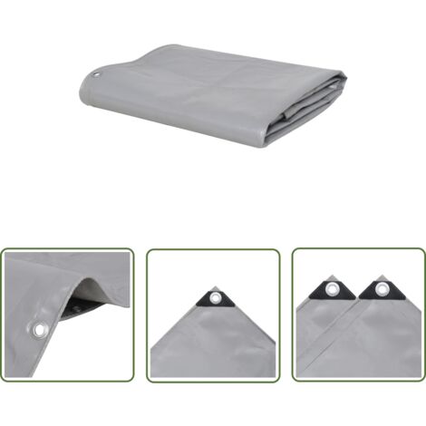 The Living Store Bâche 650 g / m² 1,5 x 10 m Gris - Couverture Imperméable - Bâche Protectrice - Bâche Extérieure - Bâche Voiture - Bâche Moto