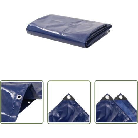 The Living Store Bâche 650 g / m² 1,5 x 20 m Bleu - Couverture Imperméable - Bâche De Protection - Bâche Extérieure - Bâche Bleue - Bâche Résistante