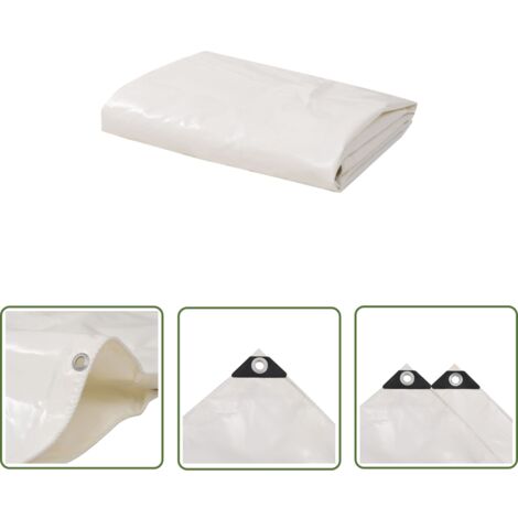 The Living Store Bâche 650 g / m² 1,5 x 6 m Blanc - Couverture Imperméable - Bâche Plastique - Bâche Extérieure - Bâche Voiture - Bâche Moto