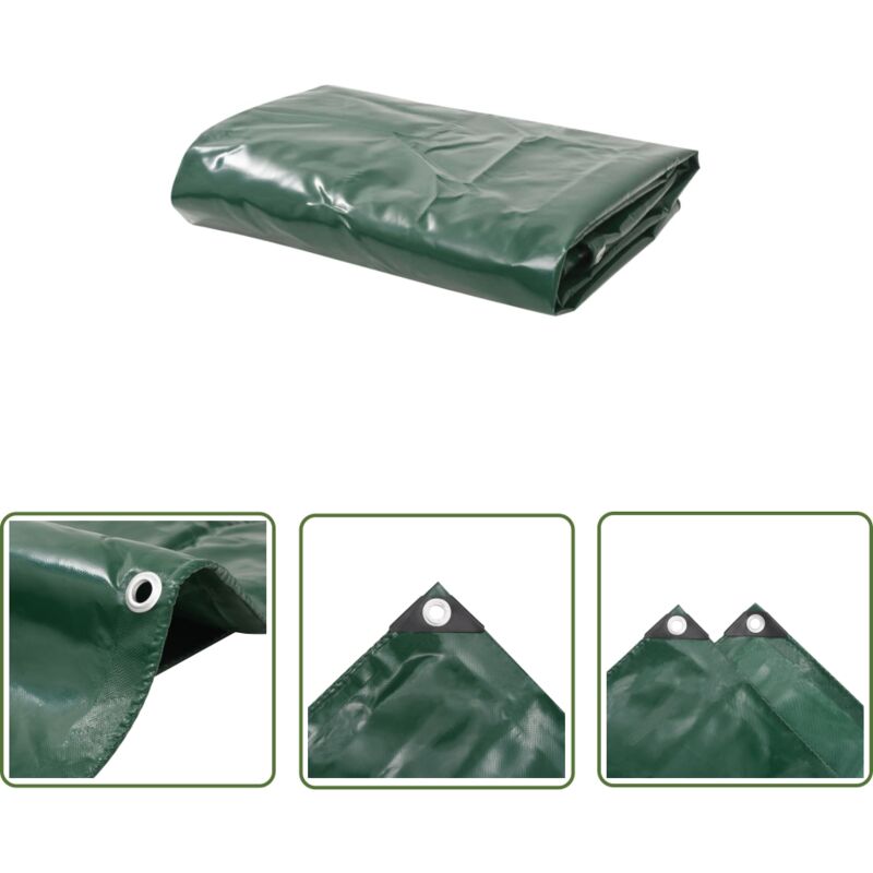 Bâche 650 g / m² 1,5 x 6 m Vert - Couverture Imperméable - Bâche Extérieure - Bâche Protection - Bâche Voiture - Bâche Moto - The Living Store