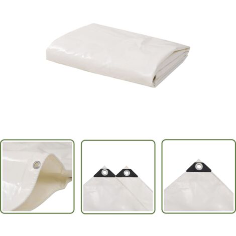 The Living Store Bâche 650 g / m² 2 x 3 m Blanc - Couverture Imperméable - Bâche Protectrice - Bâche Extérieure - Bâche Voiture - Bâche Moto