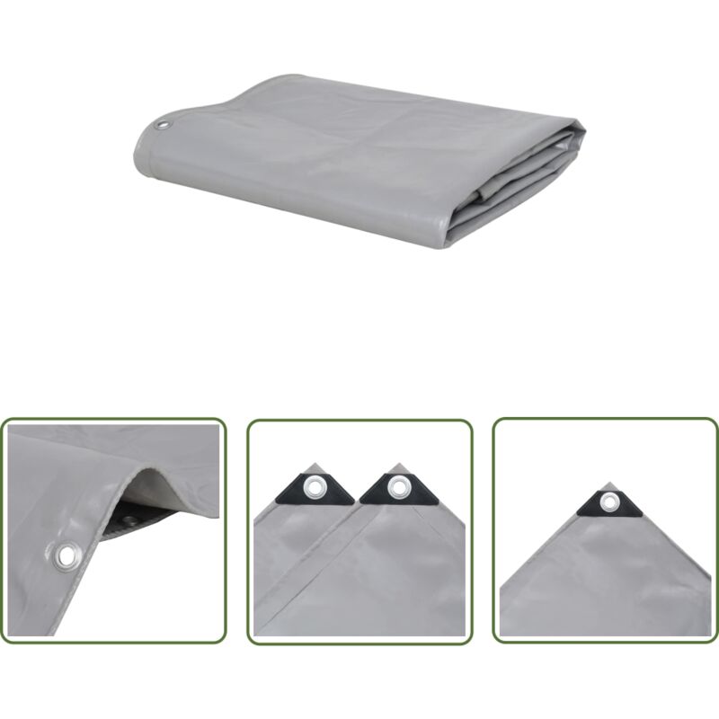 Bâche 650 g / m² 2 x 3 m Gris - Couverture Imperméable - Bâche Protectrice - Bâche Extérieure - Bâche Voiture - Bâche Moto - The Living Store