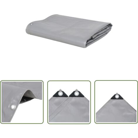 The Living Store Bâche 650 g / m² 2 x 3 m Gris - Couverture Imperméable - Bâche Protectrice - Bâche Extérieure - Bâche Voiture - Bâche Moto