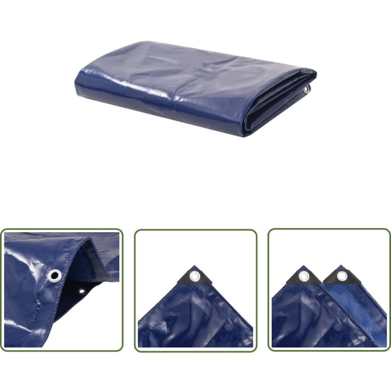 Bâche 650 g / m² 2,5 x 3,5 m Bleu - Couverture Imperméable - Bâche Bleue - Bâche De Protection - Bâche Extérieure - Bâche Robuste - The Living Store