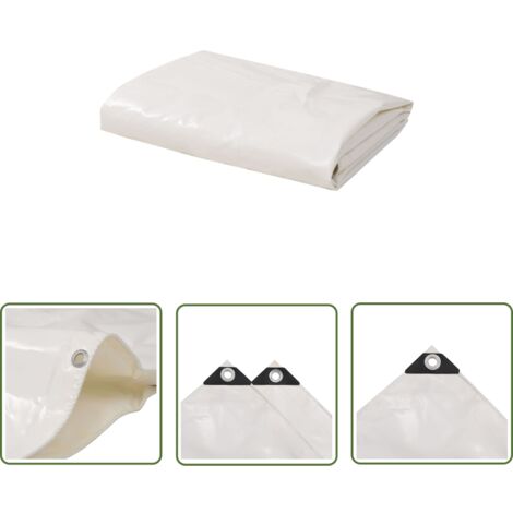 The Living Store Bâche 650 g / m² 3 x 3 m Blanc - Bâche Imperméable - Bâche De Protection - Bâche Polyester - Bâche Extérieure - Bâche Voiture