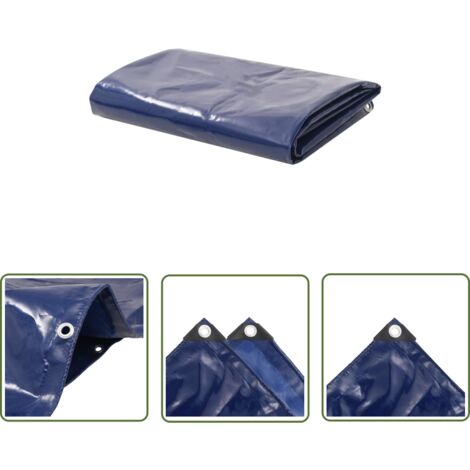 The Living Store Bâche 650 g / m² 3 x 3 m Bleu - Couverture Imperméable - Bâche Protectrice - Bâche Extérieure - Bâche Multifonction - Bâche Bleue