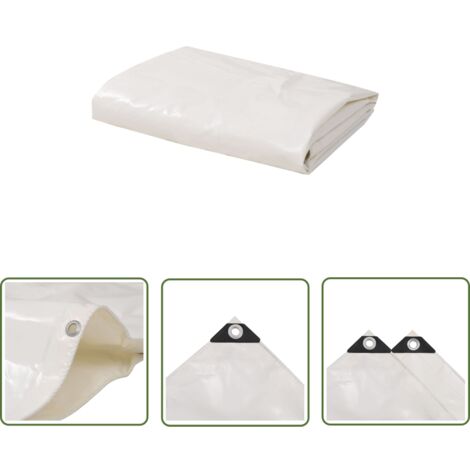 The Living Store Bâche 650 g / m² 3,5 x 5 m Blanc - Couverture Imperméable - Bâche Protectrice - Bâche Extérieure - Bâche Multifonctionnelle - Bâche Résistante