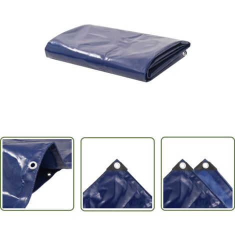The Living Store Bâche 650 g / m² 3,5 x 5 m Bleu - Couverture Imperméable - Bâche De Protection - Bâche Extérieure - Bâche Résistante - Bâche Bleue